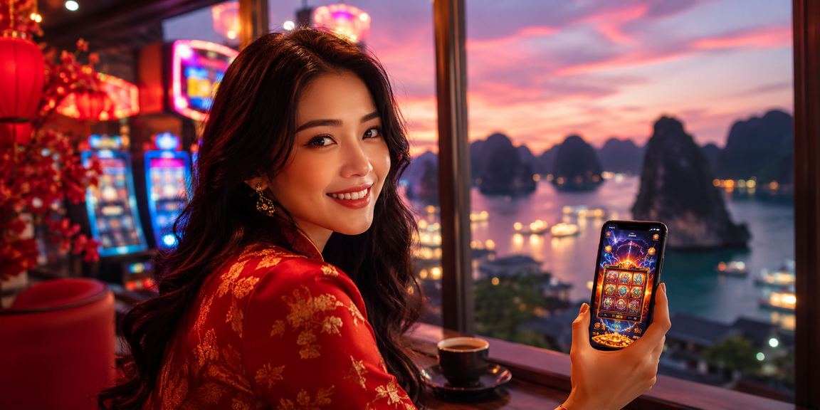 Cena de atividades de entretenimento de cassino móvel em Ha Long Bay